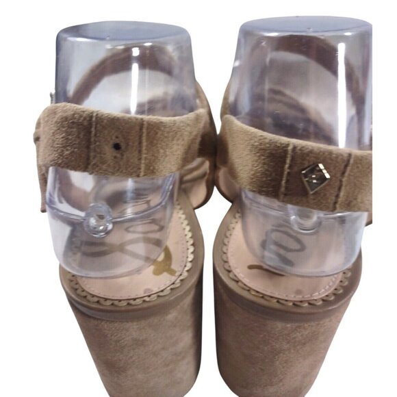 Sam Edelman Jolene Block 3" Heels Sandals Women's 10 M Tan Suede Open Toe - Picture 6 of 8